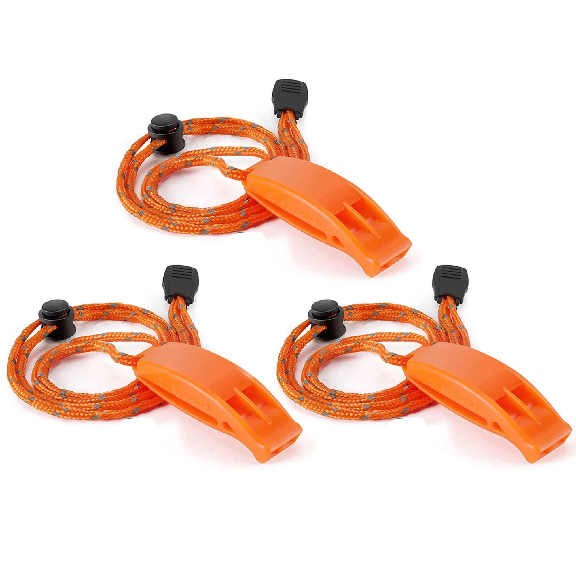 Lot de 3 sifflets de secours avec dragonne - Sécurité pour kayak, gilets de sauvetage et bateaux de pêche