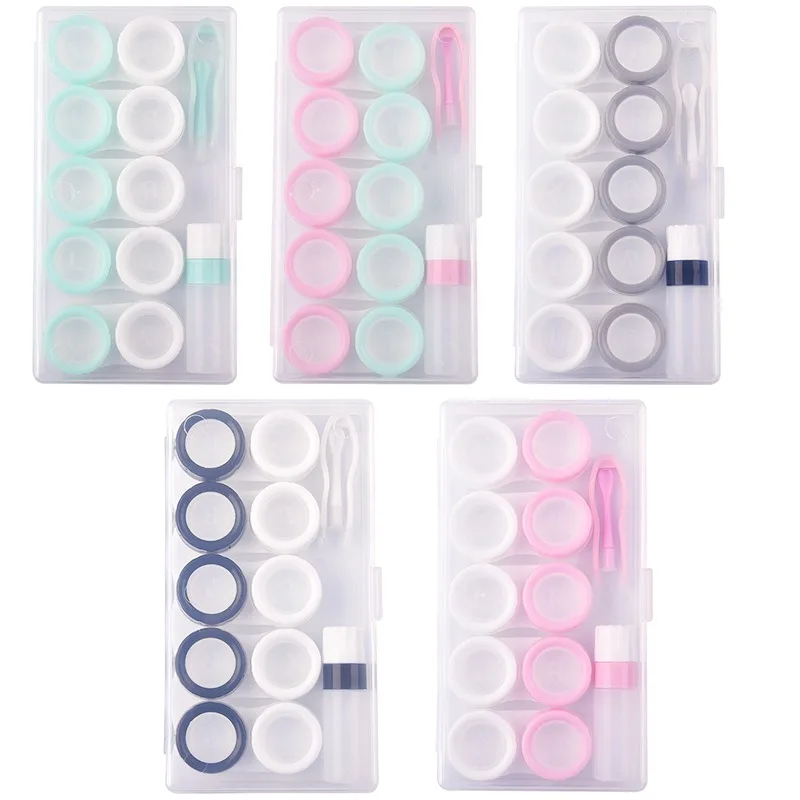Compact Clear Contact Lens Storage Case with 10 Grids