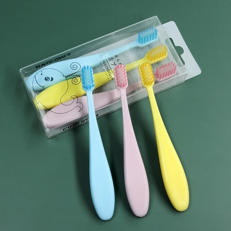 3Pcs/Set Kids Toothbrush Non-Slip Fatty Handle Small Head Soft Bristle Training ToothBrush Oral Care