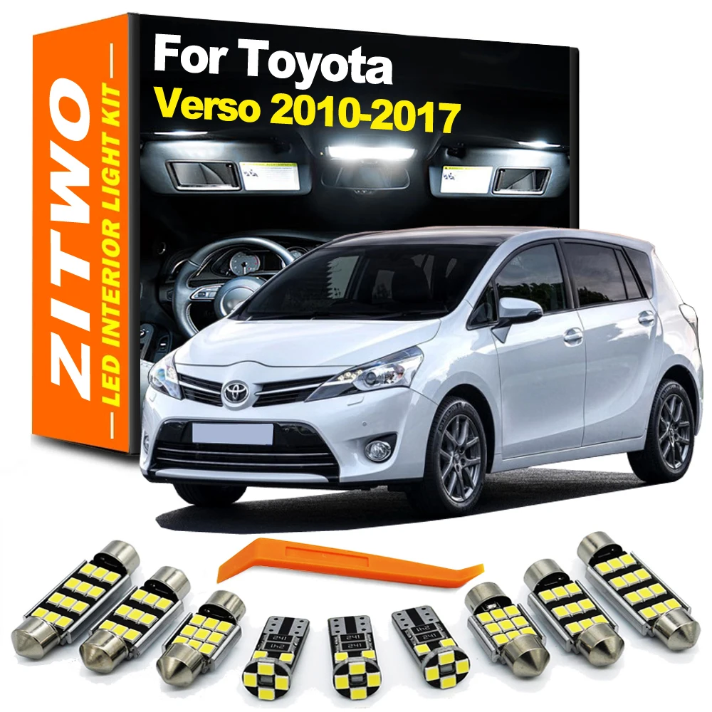 ZITWO 도요타 베르소 2010 2011 2012 2013 2014 2015 2016 2017 LED 전구 인테리어 맵 돔 도어 플레이트 라이트 키트 액세서리, 13 개