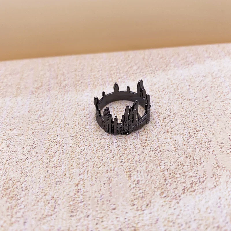 Vintage European Old Castle Rings For Men Women Antique Sliver Plated Carving Gothic Church Finger Rings Festival Jewelry Gifts finger ring