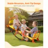 18173-c147a6.jpg SucceBuy 3 Seats Kids Seesaw Metal Rocking Teeter Totter with Handles Toddler Seesaw for Children Outdoor Playground Equipment