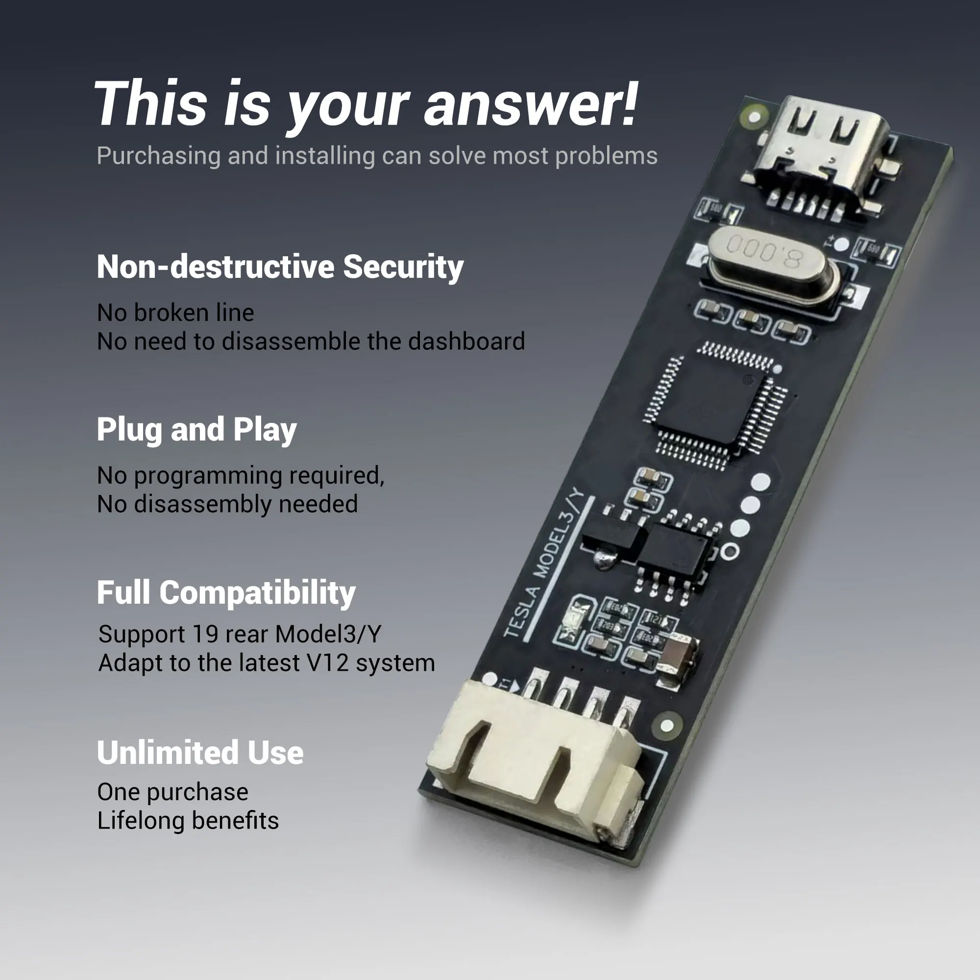 For Maintenance Activator 2019+ Model 3/Y V12, USB & CAN Plug-and-Play, Support