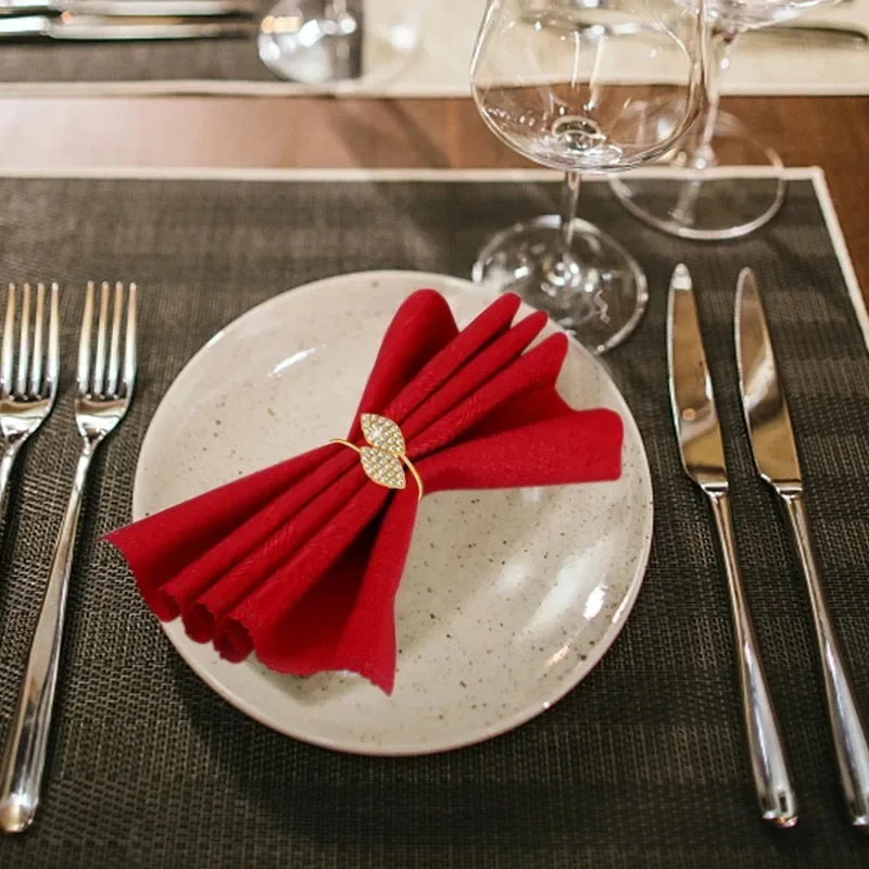 1-50PCS Leaves Napkin Rings Elegant Gold Sliver Leaf Napkin Buckles Holder for Birthday Wedding Party Dinner Table Decor