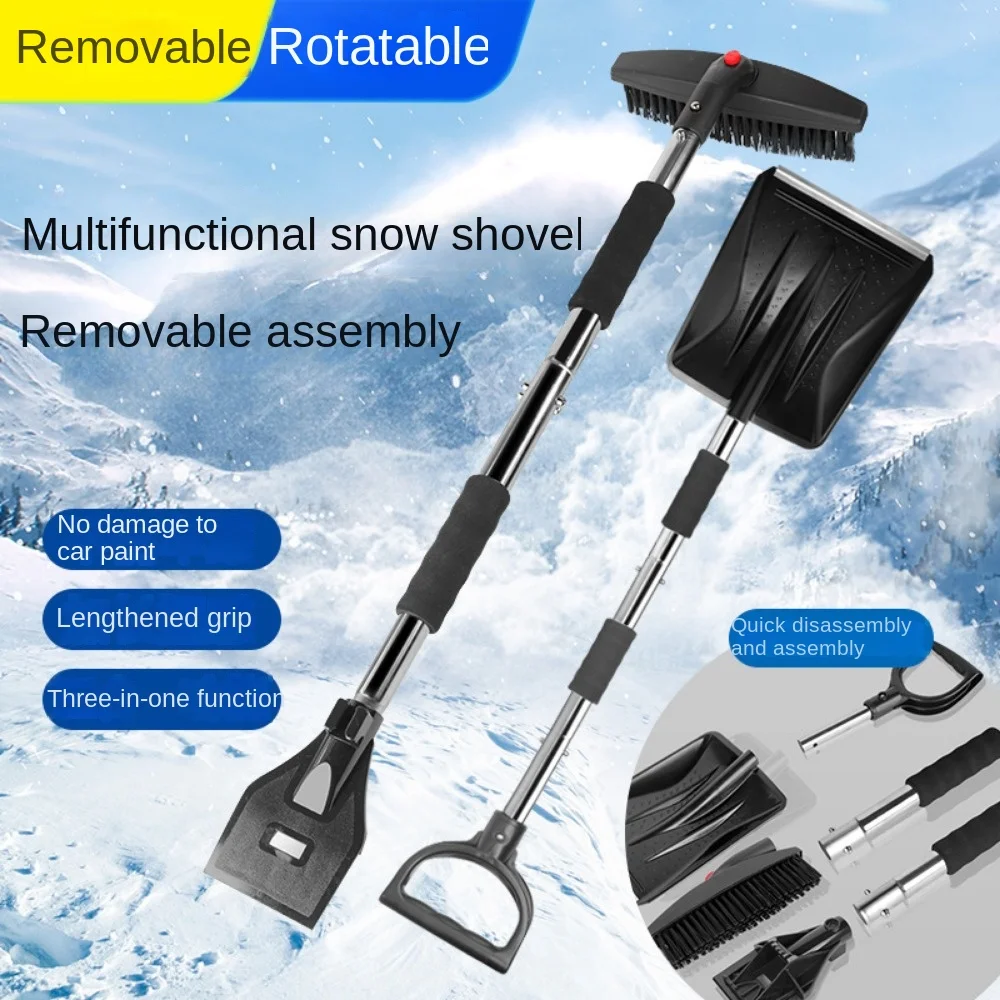 

Metal Stainless Steel Snow Shovel Kit Portable Rotatable Scalable Car Snow Shovel 3 in 1 Detachable Rotating Ice Shovel Car
