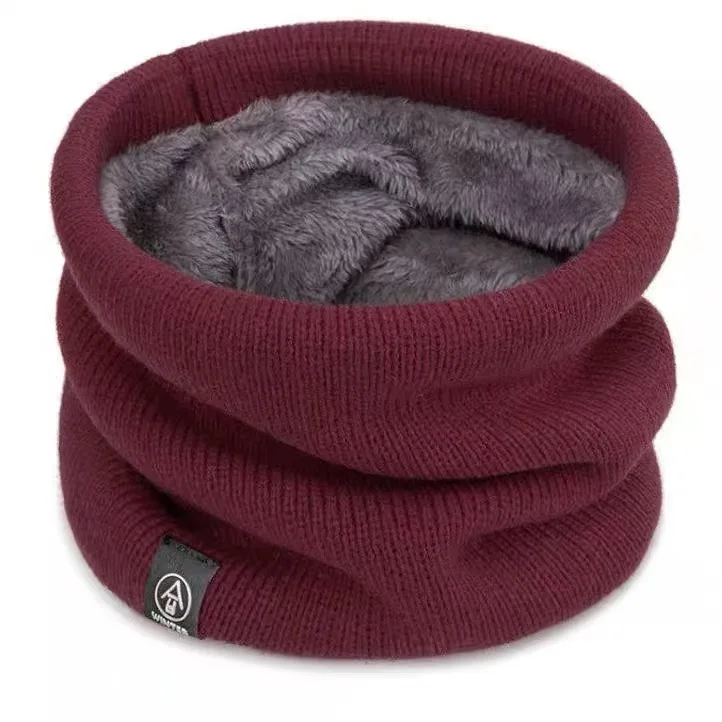 Men's and women's knitted solid color scarf Warm thickened neck scarf Ski mask cold warm Ski hiking bike