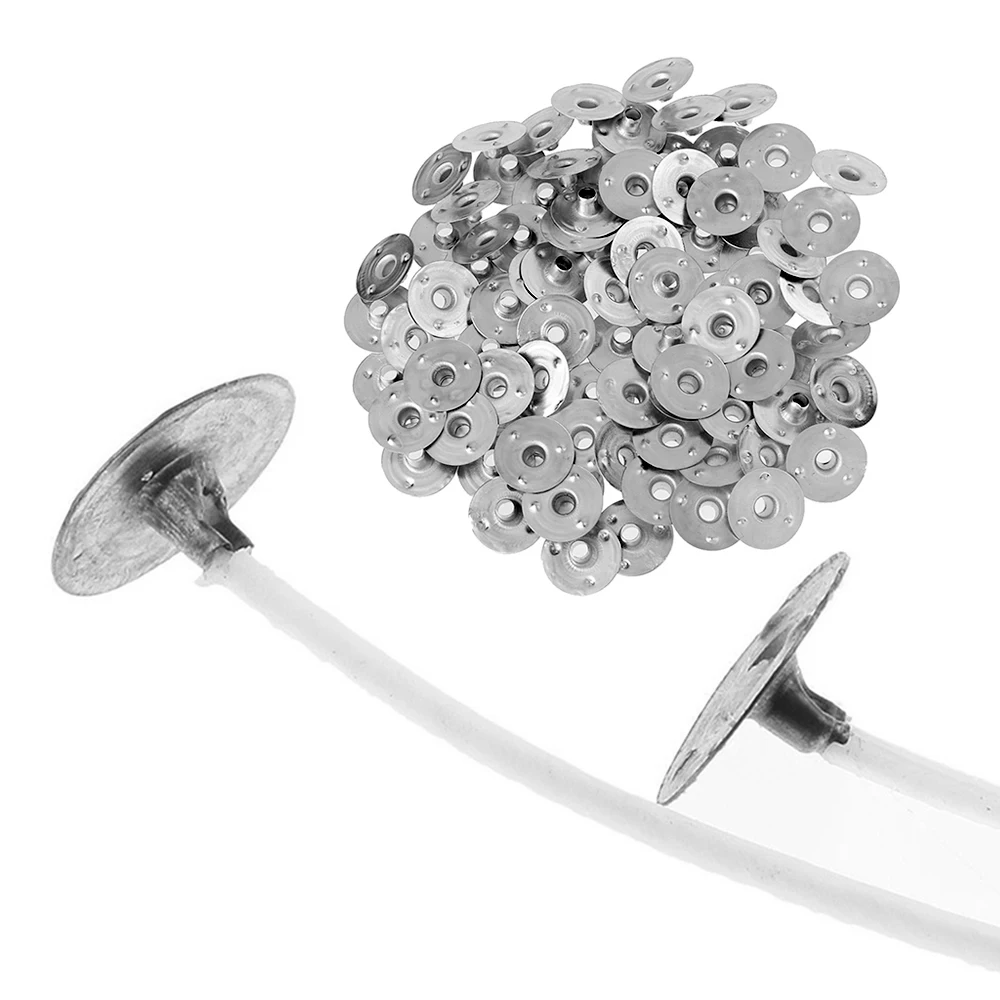 

100Pcs Candle Wick Base Metal Wick Sustainers Carry Holders Tabs Tool Candle Wick Cilps Sustainer Tabs for DIY Candle Making Kit