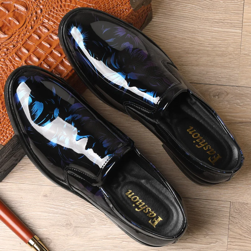 202 New Leather Shoes for Men Floral Pattern Men's Formal Shoes Luxury Business Oxford Male Office Wedding Flats Mocassin Homme 4