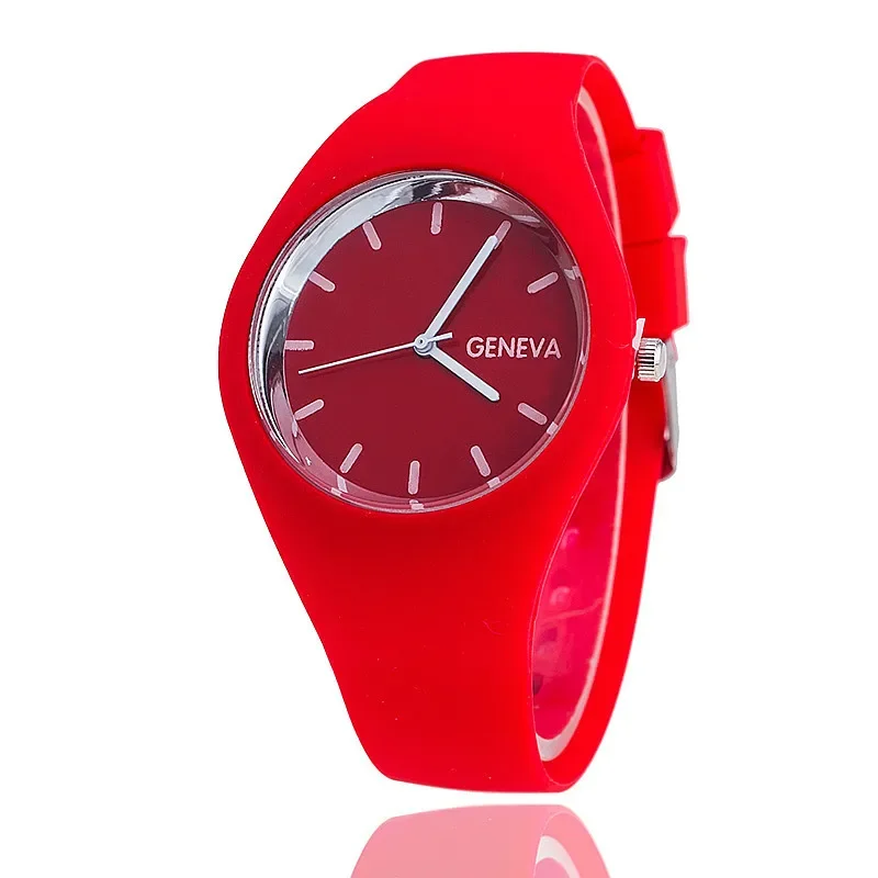 Fashion Men watch Women Cream Color Ultra-thin Fashion Gift Silicone Strap Leisure Watch Geneva Wristwatch Women's Jelly Watches