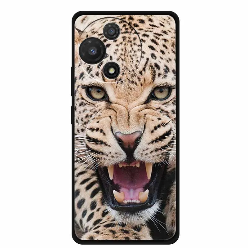 Black Soft Silicone TPU Phone Case with Cool Wolf Design - Shockproof and Protective Cover
