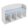 White PVC, Cloth, Sponge Kids Bookshelf with Reading Nook, Bookshelf with Soft Cushion, Storage Bench with Book Rack 4