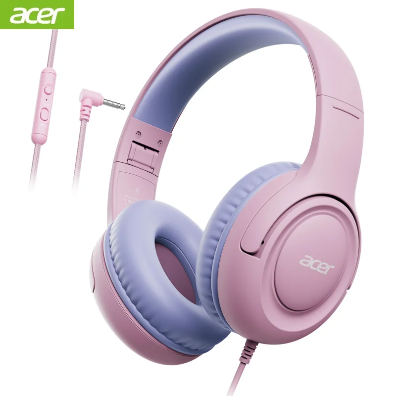Acer HK03 auriculares con cable para niños para la escuela 85/94dB limitador de volumen conector de 3,5mm auriculares de sonido estéreo plegables para niñas regalos para niños