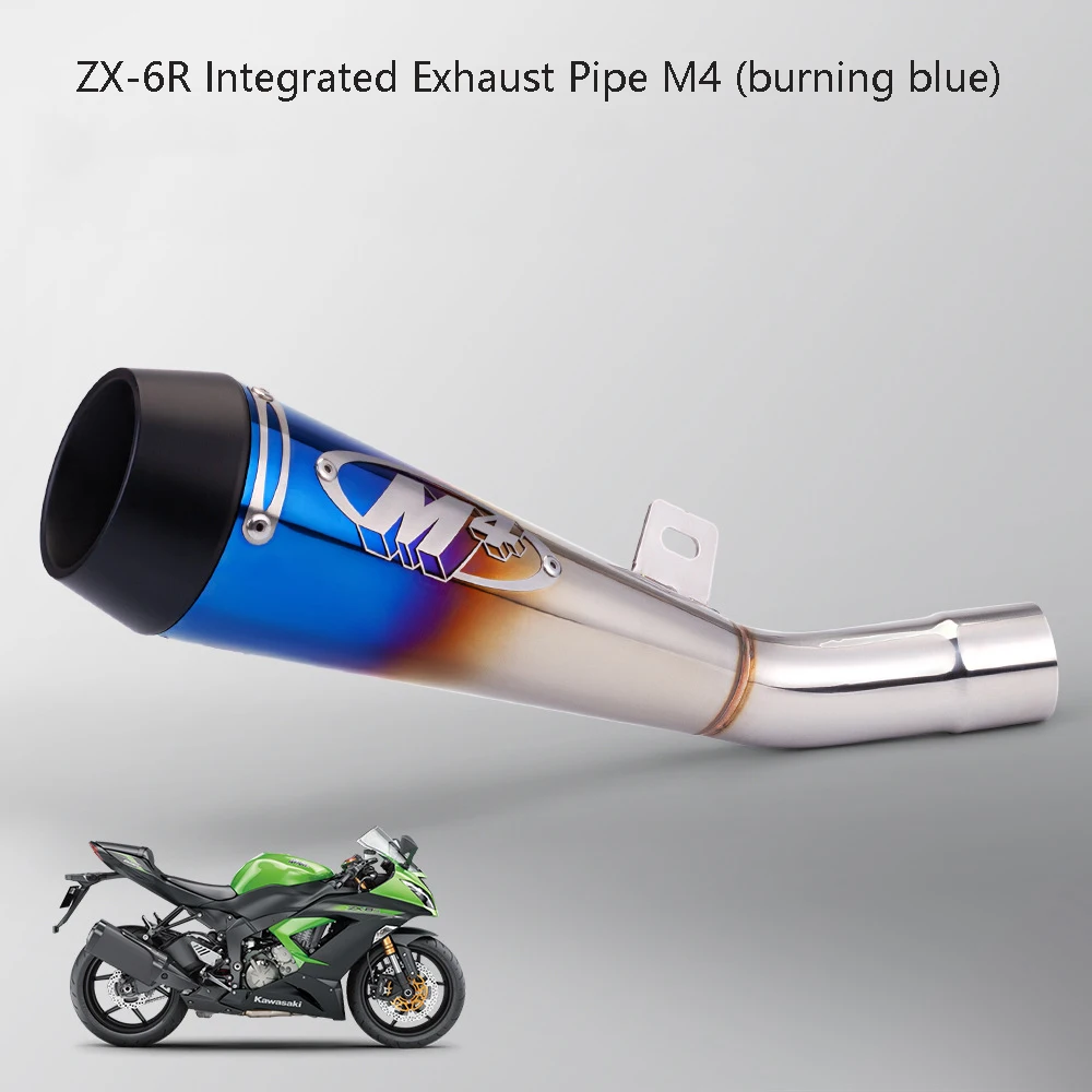 ZX-6R (2009-2024) 용 오토바이 배기 파이프, 오토바이 개조 배기 파이프, 스테인레스 스틸 통합 미들 테일 섹션