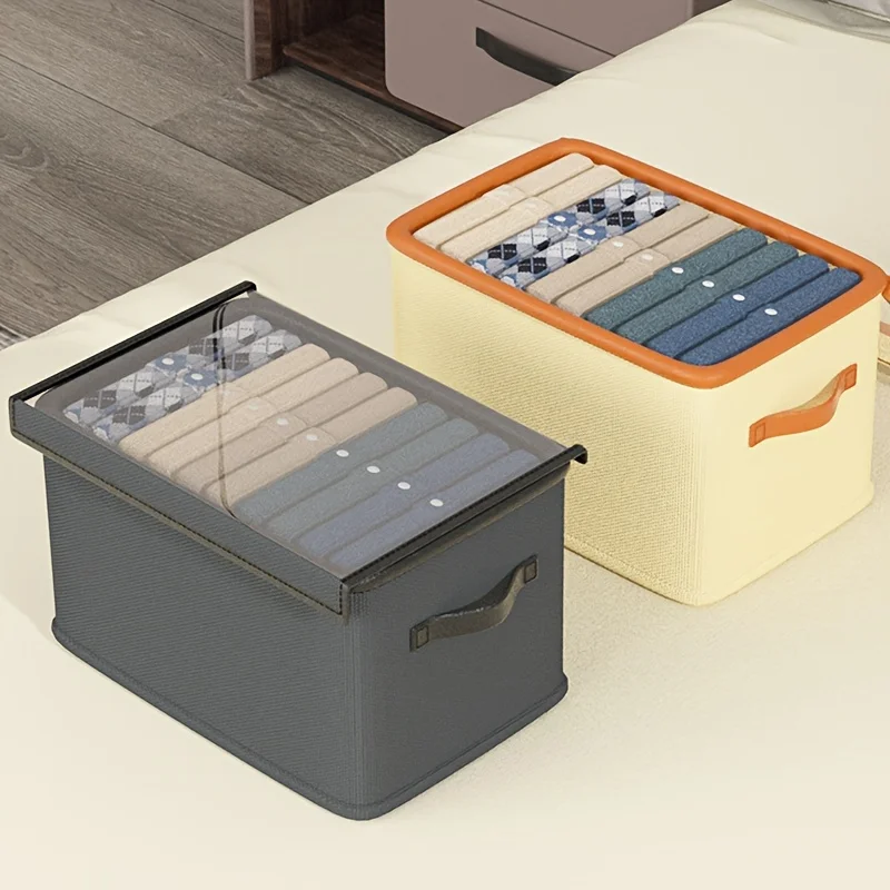 1pc clothing storage box with foldable fabric classification and organization box, underwear pants drawer storage box 4