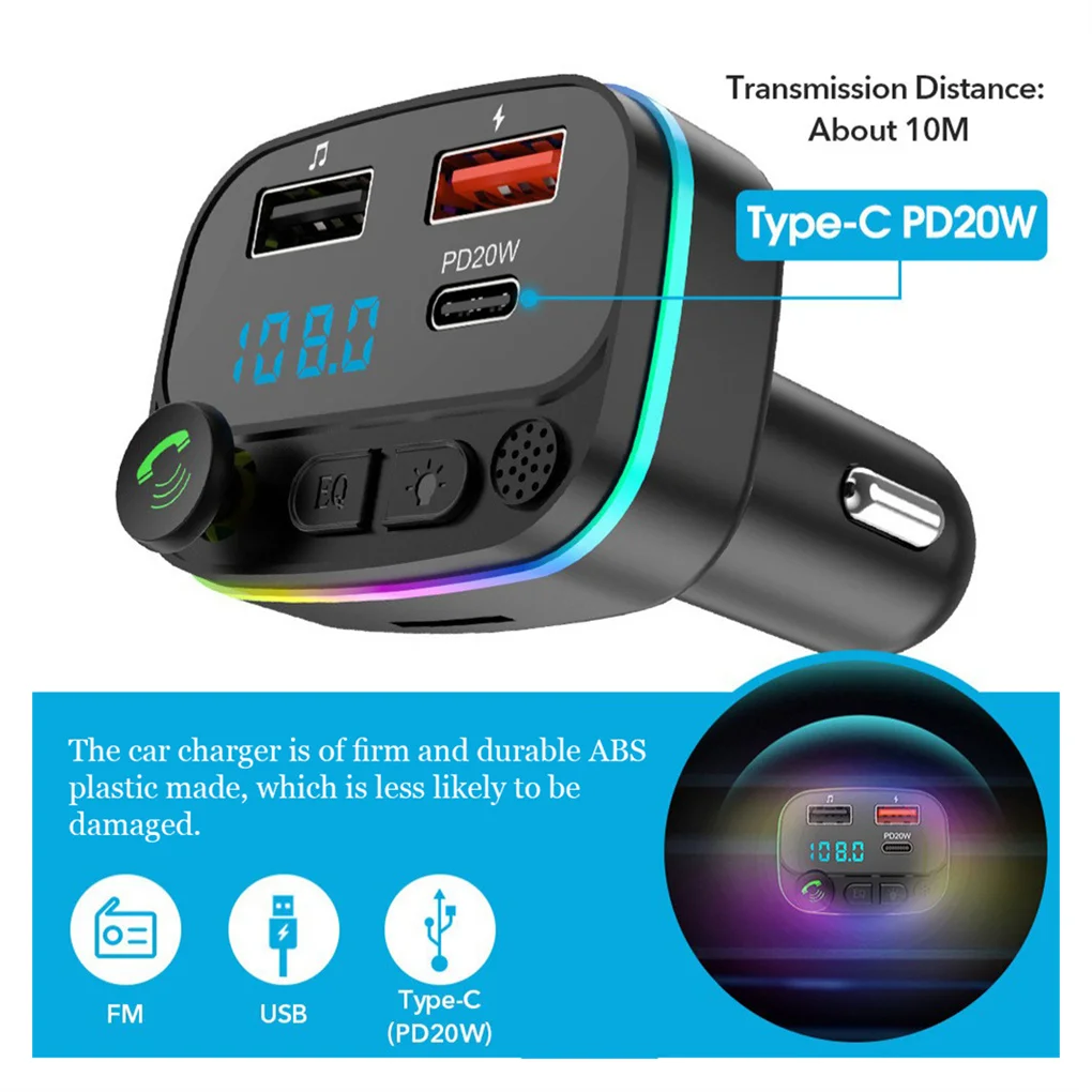 

Auto Radio Transmitter Screen Display USB Interface Charger Receiver