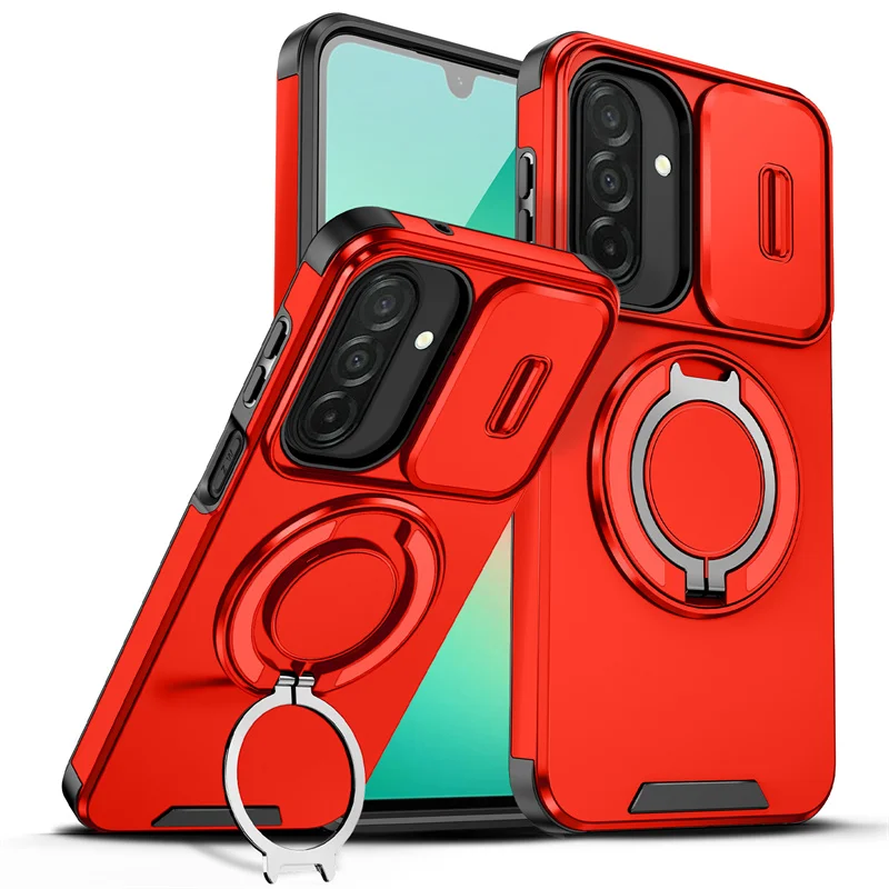 Luxury Magnetic Bracket Armor Phone Case with Slide Camera Protection