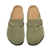 Luxury designer brand Boston cowhide sandals men spring/fall suede slippers toe wrap slip-on big bucket women shoes with shoebox 2