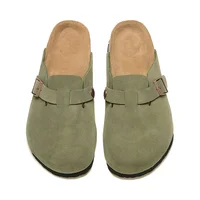 Luxury designer brand Boston cowhide sandals men spring/fall suede slippers toe wrap slip-on big bucket women shoes with shoebox 2