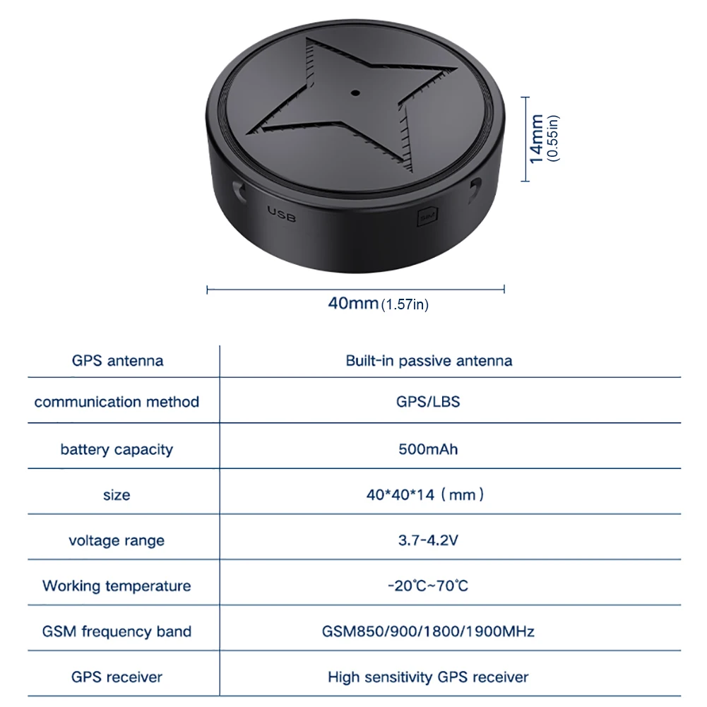 Car Tracking Device USB Charging Children Anti-lost Device Strong Magnetic Wireless Locator Portable Positioner for Old Men Pets