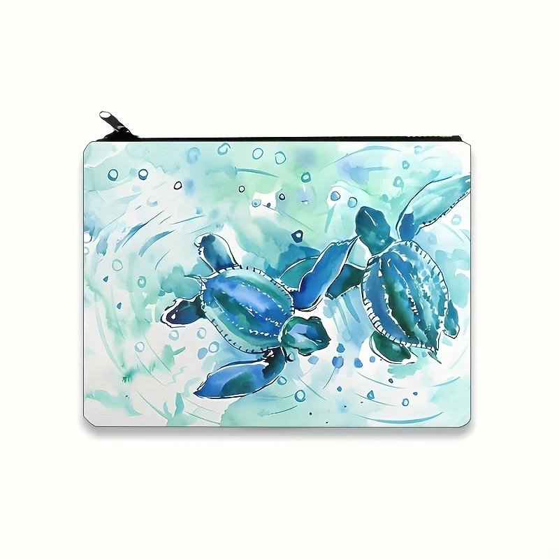 

Turtles Pattern Zipper Bag, Birthday Gift For Her Portable Cosmetic Bag, Travel Essential Lightweight Versatile Pouch