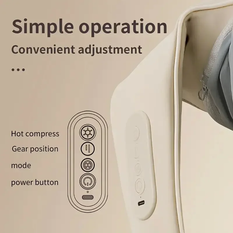 Neck and Shoulder Massager Deep Tissue Massage Back Massager with Heat Pain Relief Electric Kneading Squeeze Muscle Massage Tool