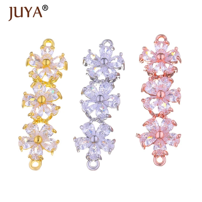 JUYA luxus zirkonia kristall blume charme anschlüsse für herstellung von schmuck erkenntnisse komponenten handmade diy frauen geschenk