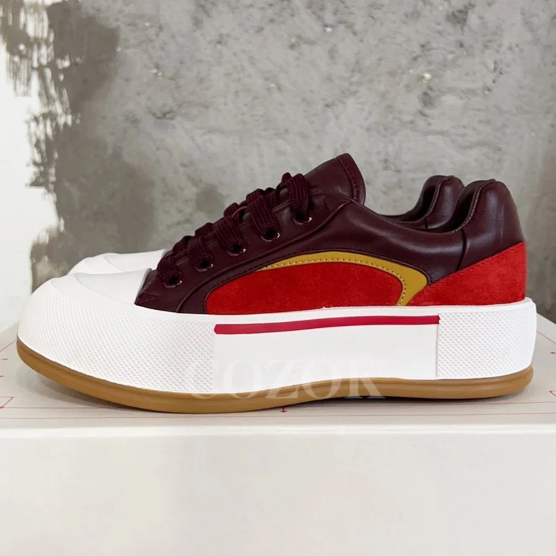 

Retro Women Leisure Shoes Autumn New Comfortable Texture Thick Bottom Sneakers Mixed Colors Upper Platform Lovers Loafers
