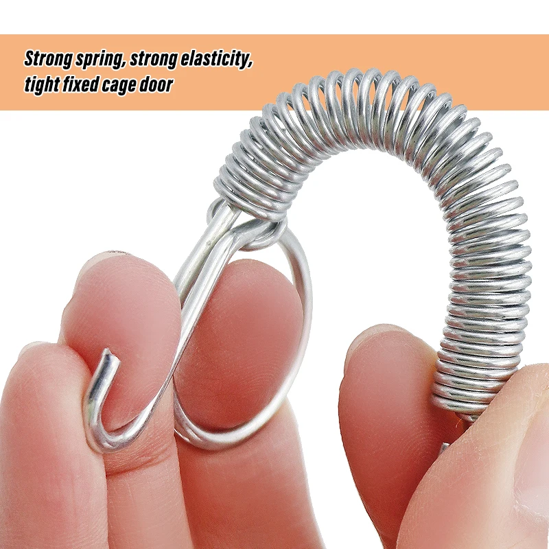 animal cage spring hook 8.5cm cage door spring hook metal cage accessories hooks sturdy tension fixing spring for wire rabbit/bird/hamster cages 5/10Pcs