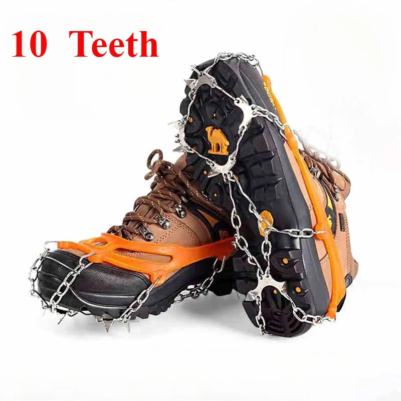 8 Teeth Steel Ice Gripper Spike for Shoes Anti Slip Climbing Snow Spikes Crampons Cleats Chain Claws Grips Boots Cover
