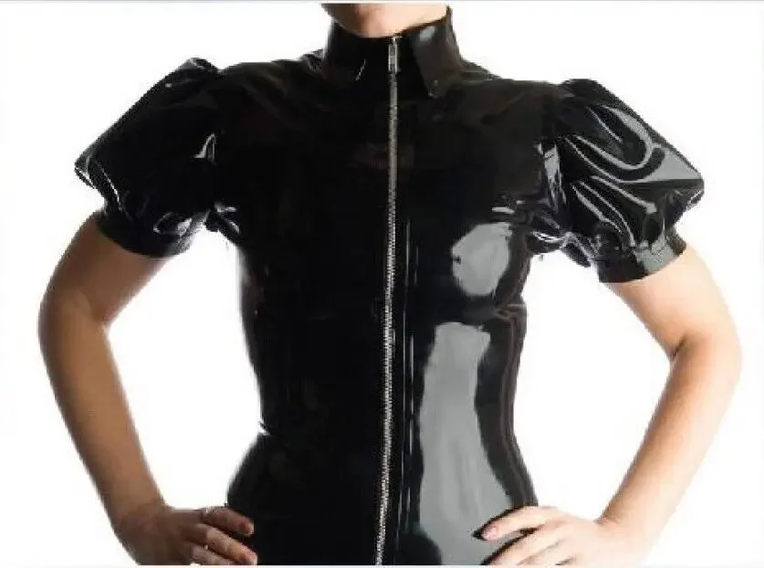 

100% latex Rubber Gummi Top Oberteil Catsuit Ganzanzug Streifen Maiden Kostüm