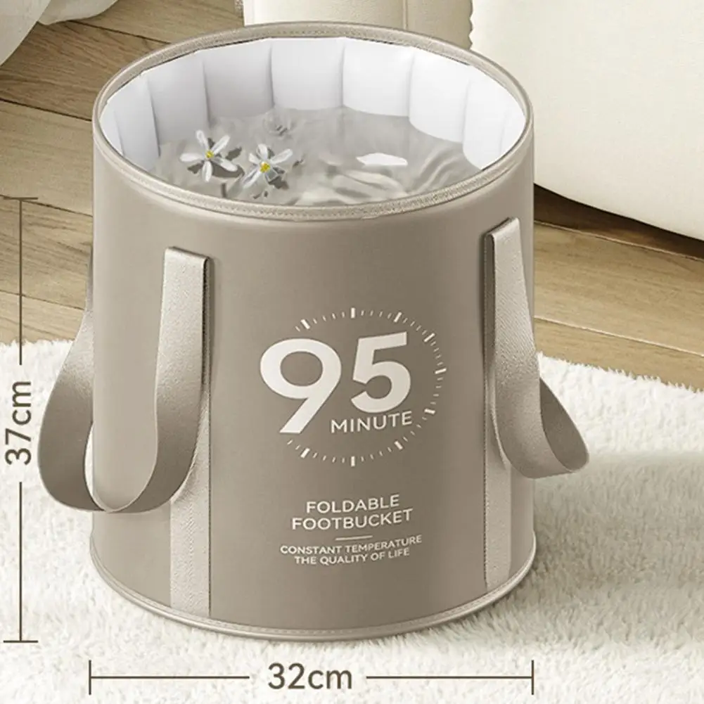 Portable Collapsible Foot Bath Tub Waterproof PVC Insulated Foot Bath Bag 37cm Travel Spa Soaking Feet Bucket