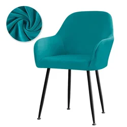 Luxurious Velvet Dining Chair Slipcover - Washable Fabric Seat Cover - 1pc (Turquoise Blue)