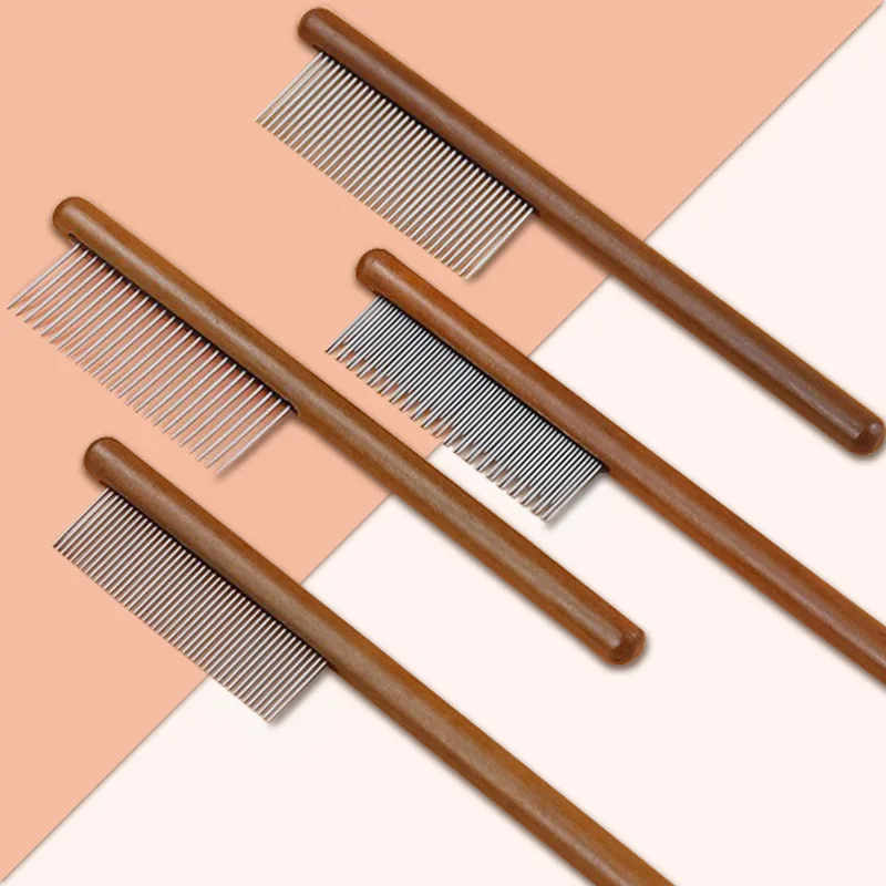 

New Pet Cat Comb for Removing Floating Fur Solid Wood Stainless Steel Flea Opening Comb Dog Cleaning and Beauty Comb