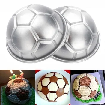 3 Size 3D Football Soccer Ball Aluminium Cake Mold Pan Decorating 8" Half  Fondant Sugar  Molds DIY Tools