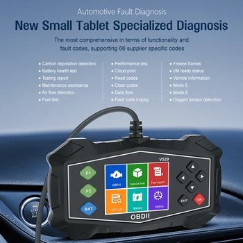 Strumenti Diagnostici OBD2 per Auto, Lettore di Codici di Errore, Tester Batteria OBD II, Lettore Codici, Controllo Sistema Motore, Lettura Informazioni Veicolo