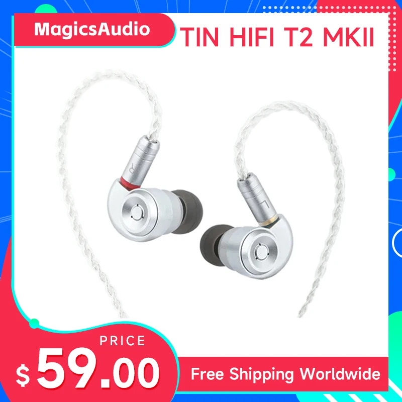 

TIN HIFI T2 MKII High-Definition Balanced Hi-Fi Earphone Wired Earbuds IEMs with Detachable IEM Cable for Musicians