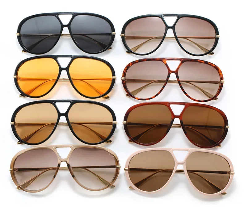 Vintage-Sonnenbrille mit dickem Rahmen, Legierung, Cat-Eye-Sonnenbrille für Damen, neue Mode, blau-grüne Sonnenbrille, Damen, Übergröße, ovale Driving Shades – Detail 4