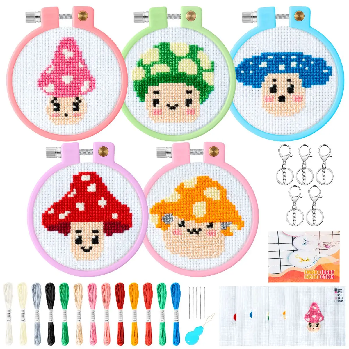 Cross Stitch Kits DIY Cross Stitch Embroidery Starter kit For Beginner kids Adults Making Your Own Keychain Handmade Knitted Animal Manual Crafts