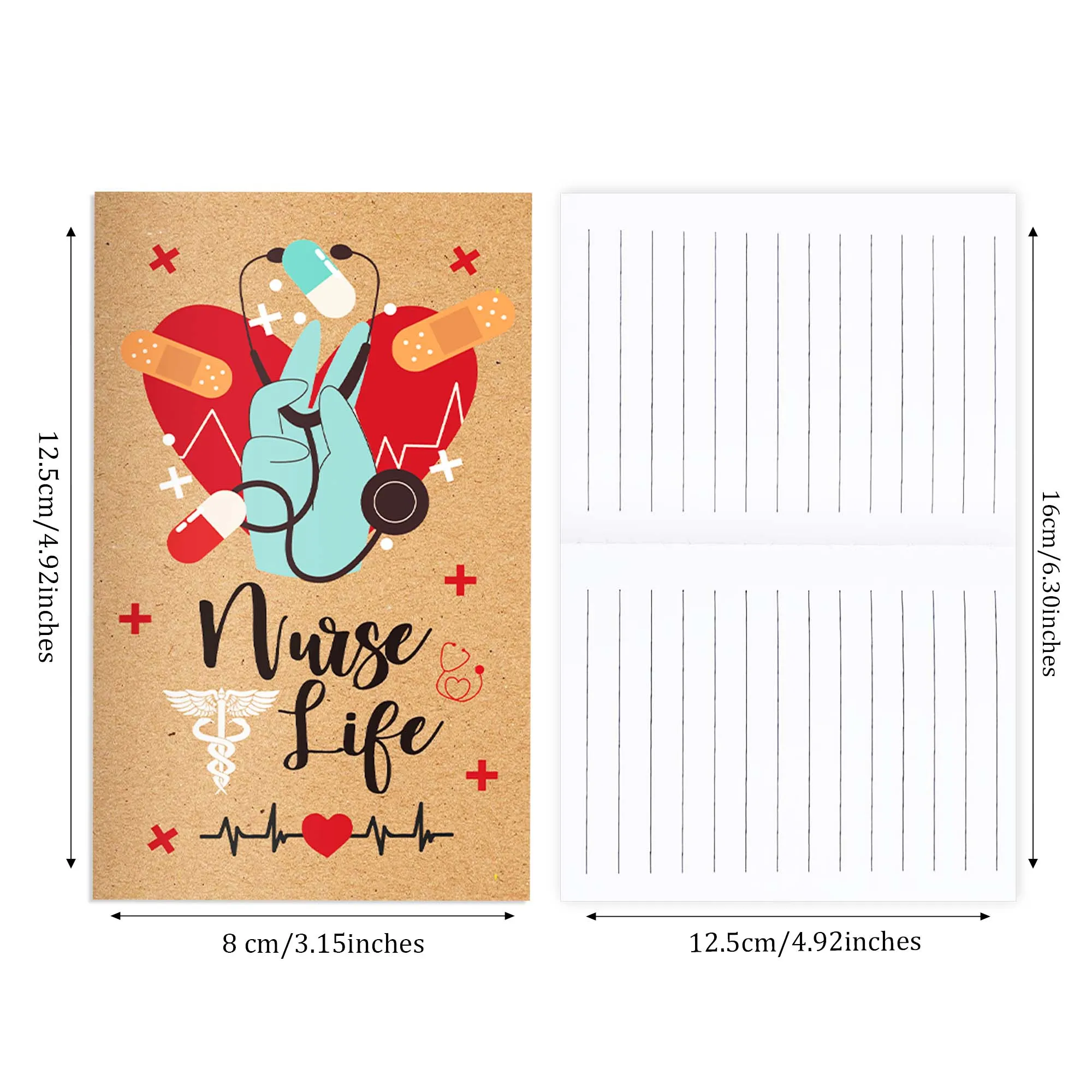 12/24/36pcs 간호사 테마 미니 포켓 노트, 가로줄 노트, 학생 일기장, 작은 메모장, 어린이 선물