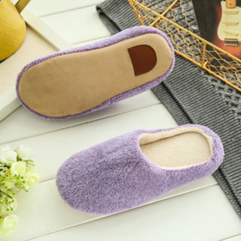 

Women Indoor Soft Mule Flip Flops Silent Couple Plush Footwear Non-Slip Cotton Floor Slipper Home Slippers Winter Warm Shoes