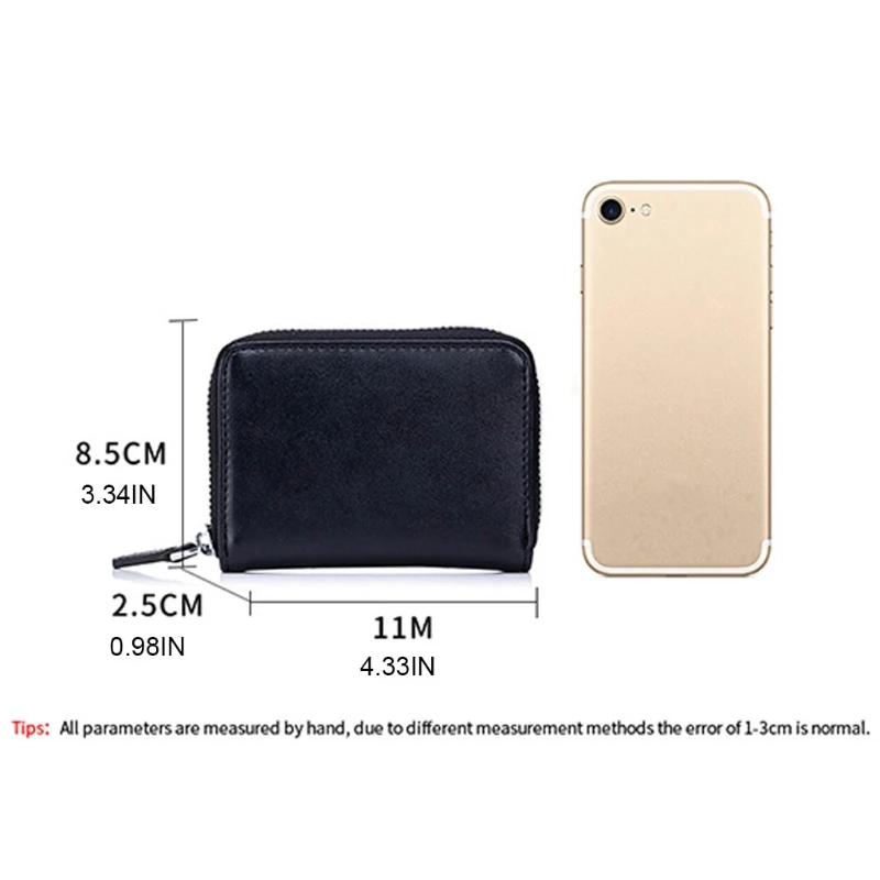 Leather Credit Card Wallet RFID Zipper Coin Purse Cash Pocket Holder for Women Men