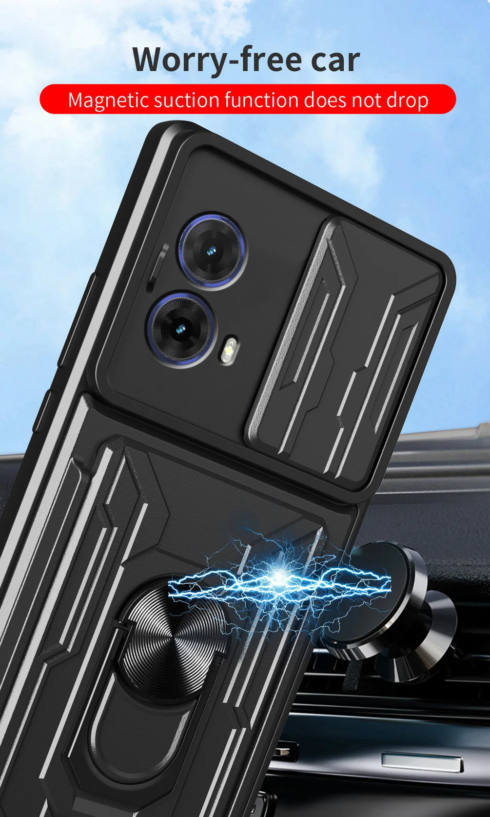 Card Holder Armor Hybrid Ring Cover with Camera Protection