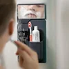 Silicone Toiletery Organizer Waterproof Toothbrush Holder with Mirror Razor Holder Designed for Shower and Bathroom 3