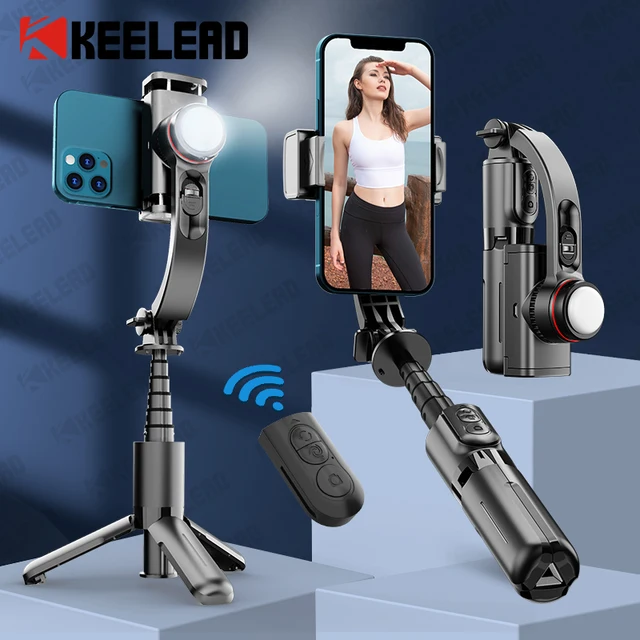Gimbal Stabilizer Selfie Stick Tripod with Fill Light Bluetooth Wireless Extendable for Samsung IPhone Cellphone Smartphone 1