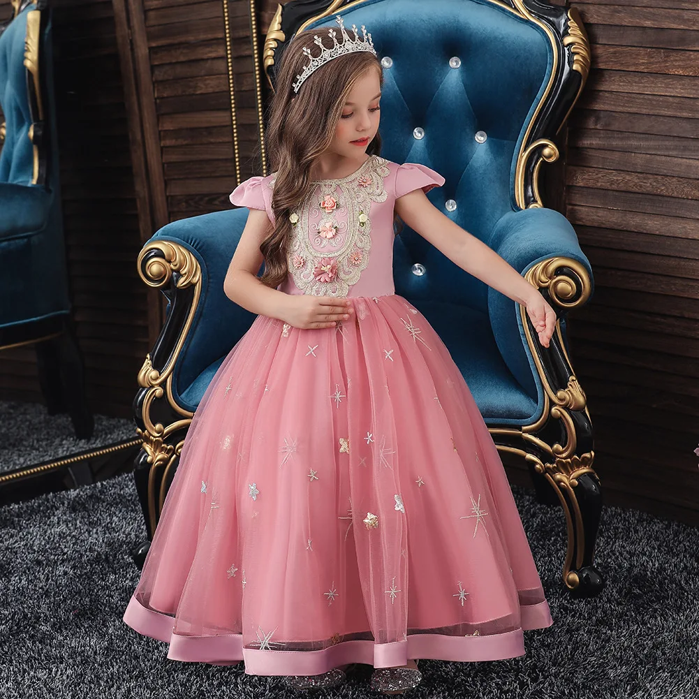 Kid Dresses For Girls Elegant Flower Baby Wedding Dress Children Evening Party Lace Princess