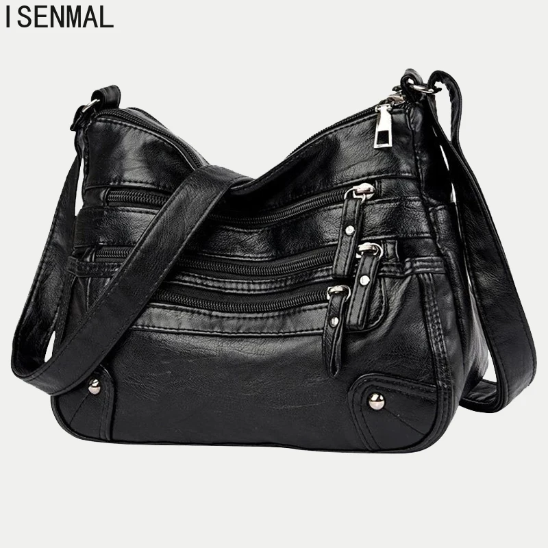 Chic Multi-Layer Soft Leather Shoulder Bag for Women