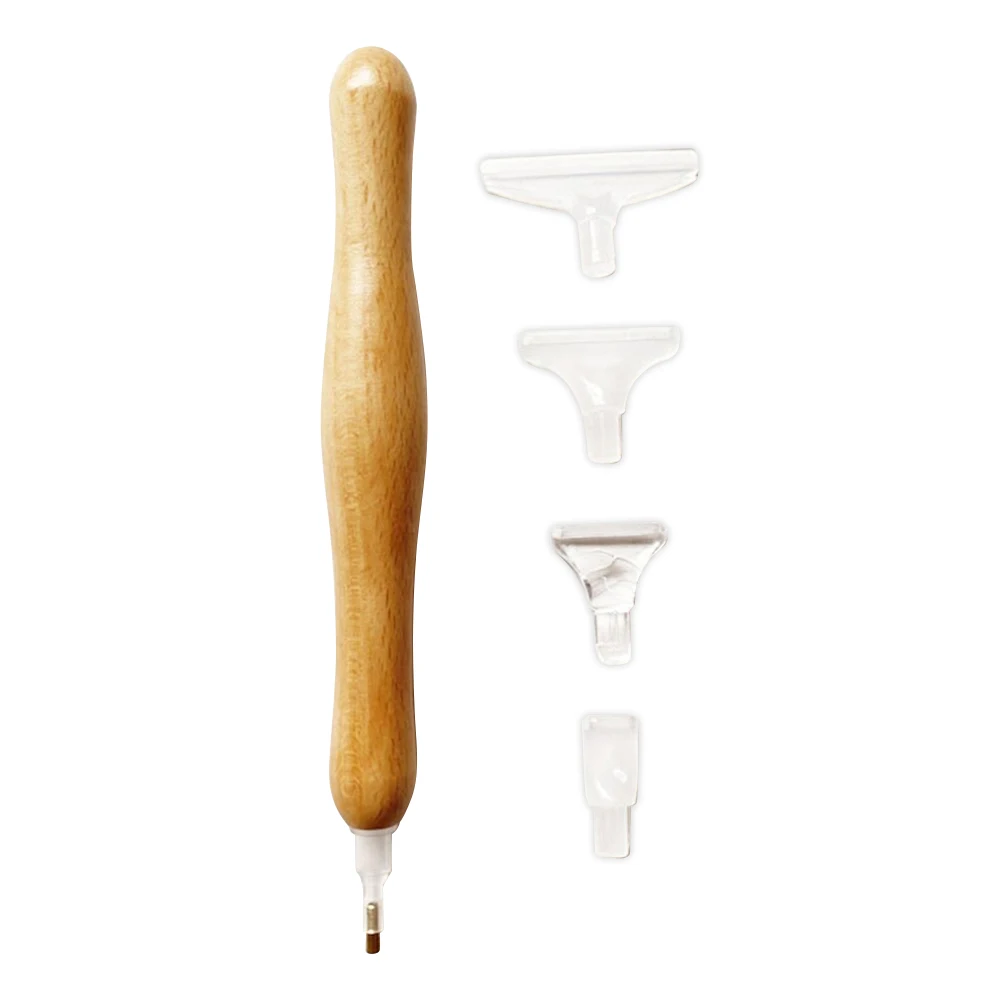 DIY 5D Diamond Stylus Pen Square Round Diamond Painting Tool Handmade Accessories Arts Crafts Wood Handle with Replacement Head