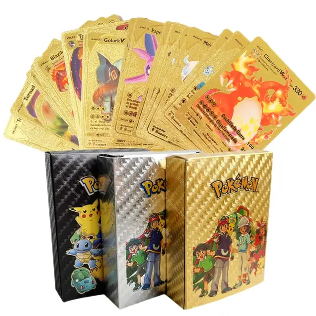 New 11-55pcs Pokemon Cards Gold Silver Vmax GX Card Charizard Pikachu Rare Collection Battle Trainer Card Box Child Toy Gift Hot 3
