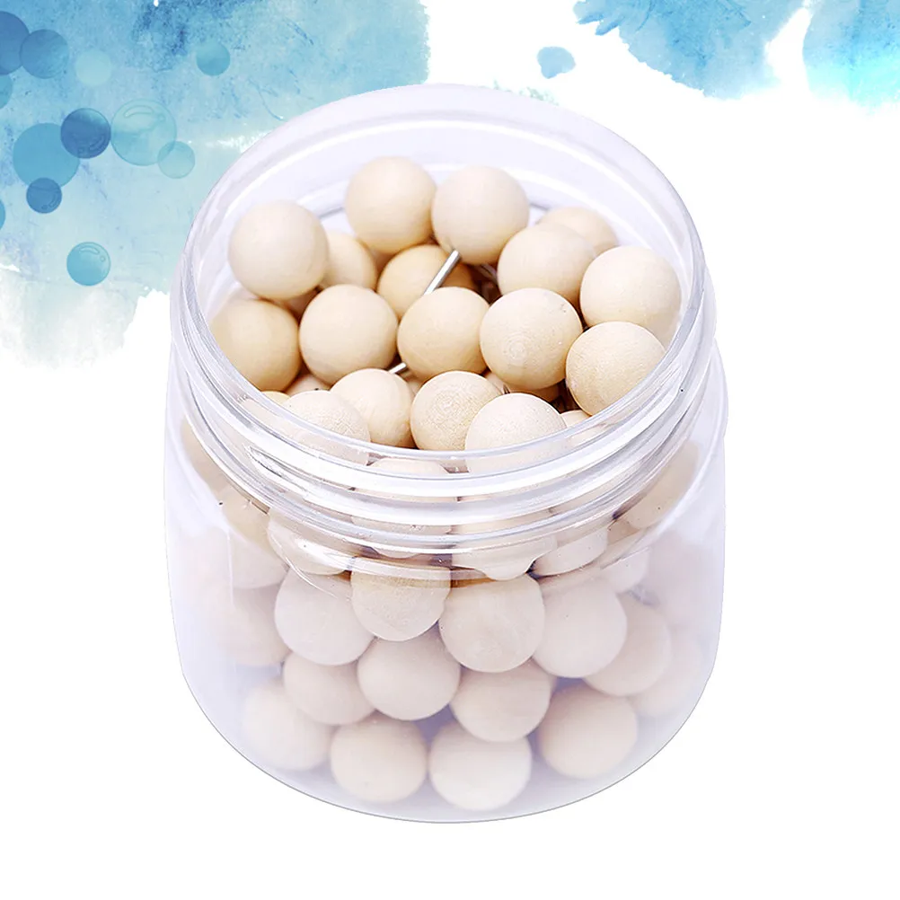 100Pcs 오리지널 나무 푸시 핀 코르크 보드 포스터용 원형 창의적인 압정 지도 사진 사무실 학교 DIY 장