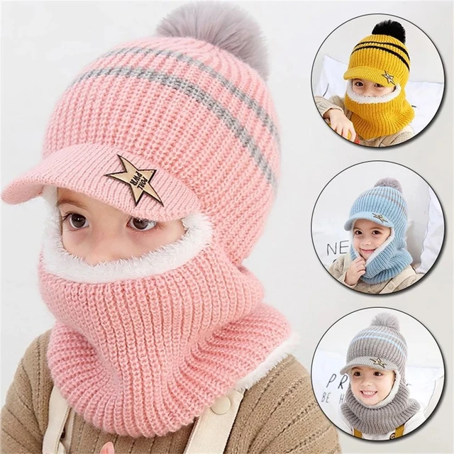 Bonnet cagoule d'extérieur pour enfants, bonnet chaud pour enfants,  couvre-visage pour filles et garçons, masque à bavette Hairball, plus  Smile, optique, hiver - AliExpress